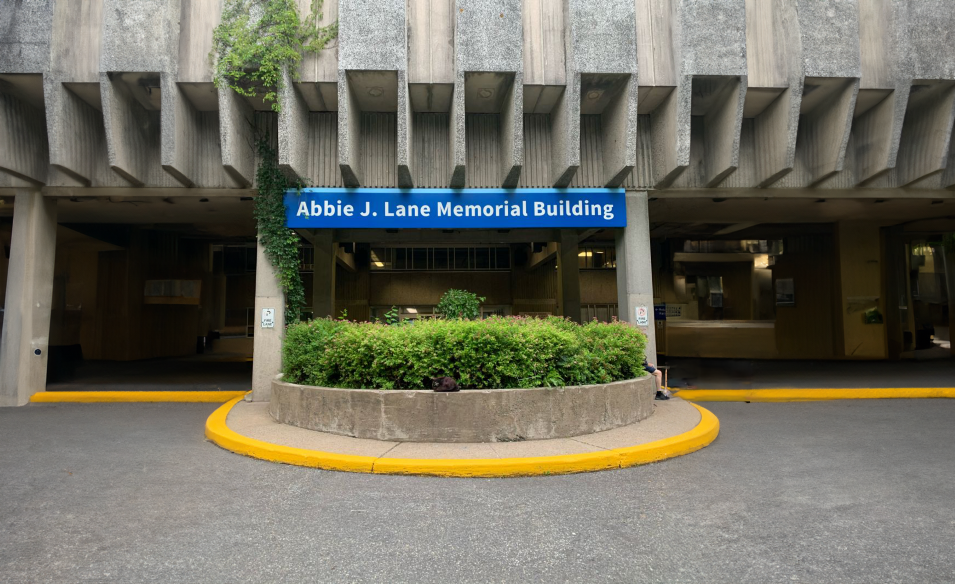 Building exterior with a sign that reads Abbie J. Lane Memorial Building