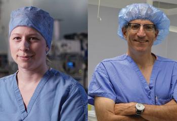 Dr. Christine Herman (left), QEII cardiac and vascular surgeon, and Dr. Greg Hirsch (right),