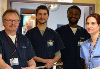 Kevin Crain (left), Sam Baker (centre left), Nnamdi Umahi (centre right) and Mish Manette (right) are part of the team of porters at the QEII.