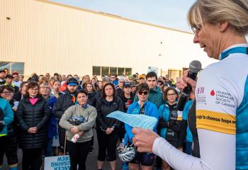 Sue Pleasance at the 2019 Ride for Cancer opening ceremony