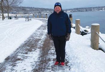 Starr MacMullin enjoys his daily walks along the Bedford waterfront