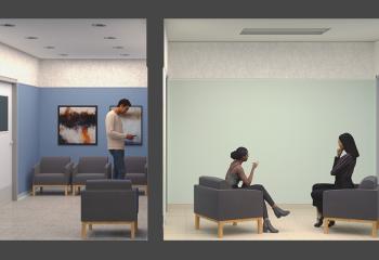 A digital rendering of the QEII's new psychiatric emergency care suites