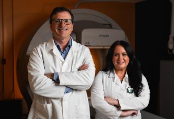 Dr. Steven Burrell, QEII’s head of Nuclear Medicine, and Natasha Warwick, chief nuclear medicine technologist