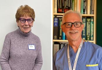 Carolyn Hortie, program participant, and Dr. Kenneth Rockwood look at the camera in separate images.