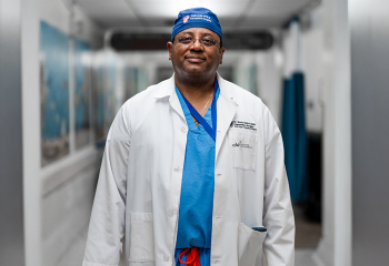 Dr. Gala-Lopez in QEII hallway