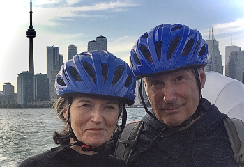 The Wilsons enjoying a bike ride on vacation.