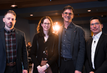 The 2026 QEII Foundation's Innovation Den finalist: (L to R) Dr. Nunes, Dr. Trottier, Dr. Sapp and Dr. Wong
