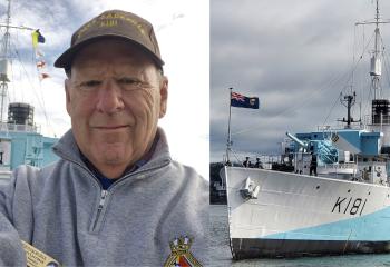 Stuart Lorriman, pictured with the HMCS Sackville, where he volunteers as a tour guide.