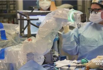 The spinal robot's arm in operation