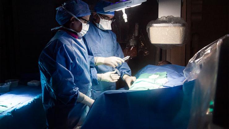 Heart health teams in mock surgery