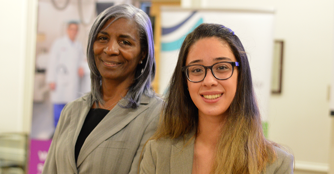 Zeina Atwi (right), received one of eight Diversity in Health Care Bursaries, funded by the QEII Foundation. The annual bursary was launched in 2015 with the help of Donalda MacIsaac (left), former co-chair of the Cobequid Community Health Board in Sackville, N.S.