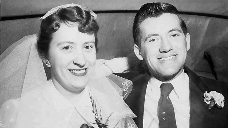 Ginny and Bob Bouchard on their wedding day in 1955
