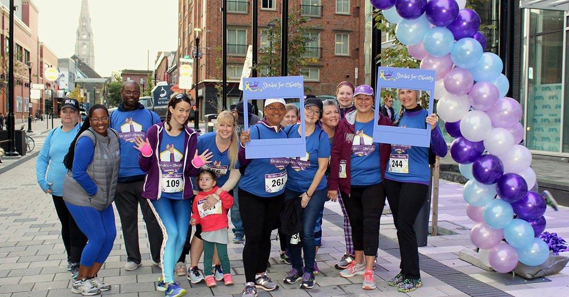 Participants in the 2018 Strides for Obesity event are all smiles.