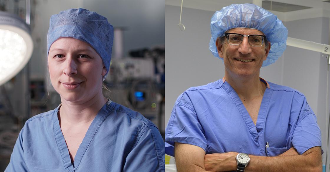 Dr. Christine Herman (left), QEII cardiac and vascular surgeon, and Dr. Greg Hirsch (right)