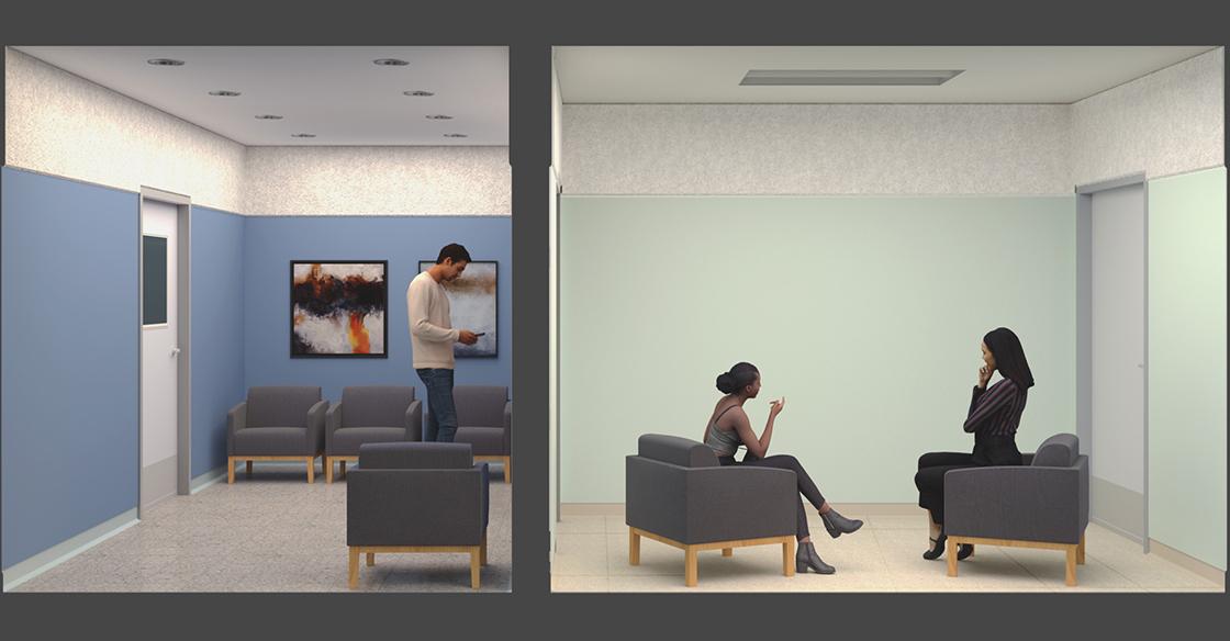 A digital rendering of the QEII's new psychiatric emergency care suites