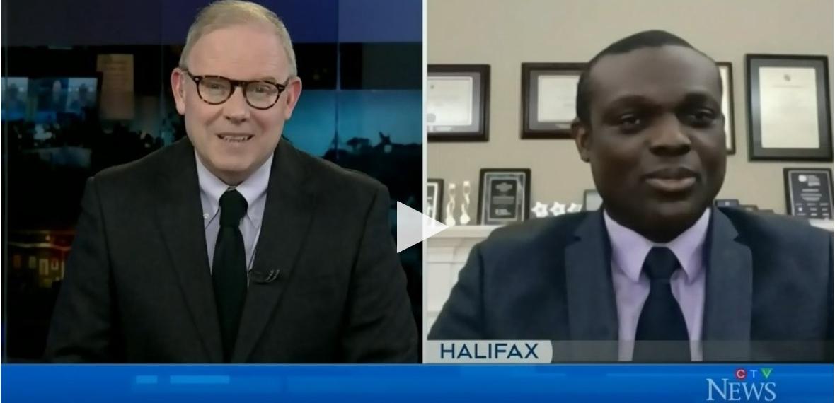 Screenshot of CTV news segment, featuring CTV host, Todd, and Dr. Vincent Agyapong