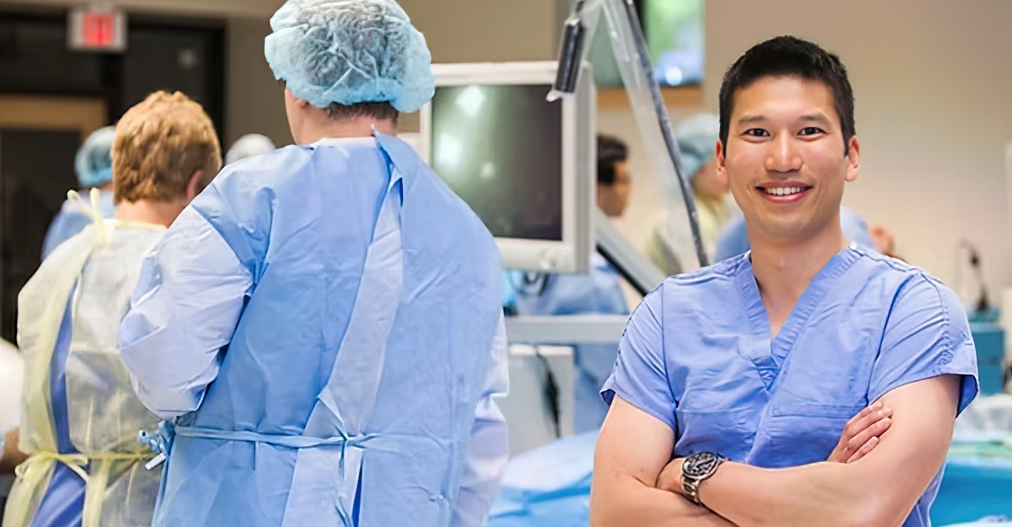 Dr. Ivan Wong and his team inside the QEII's skills lab.