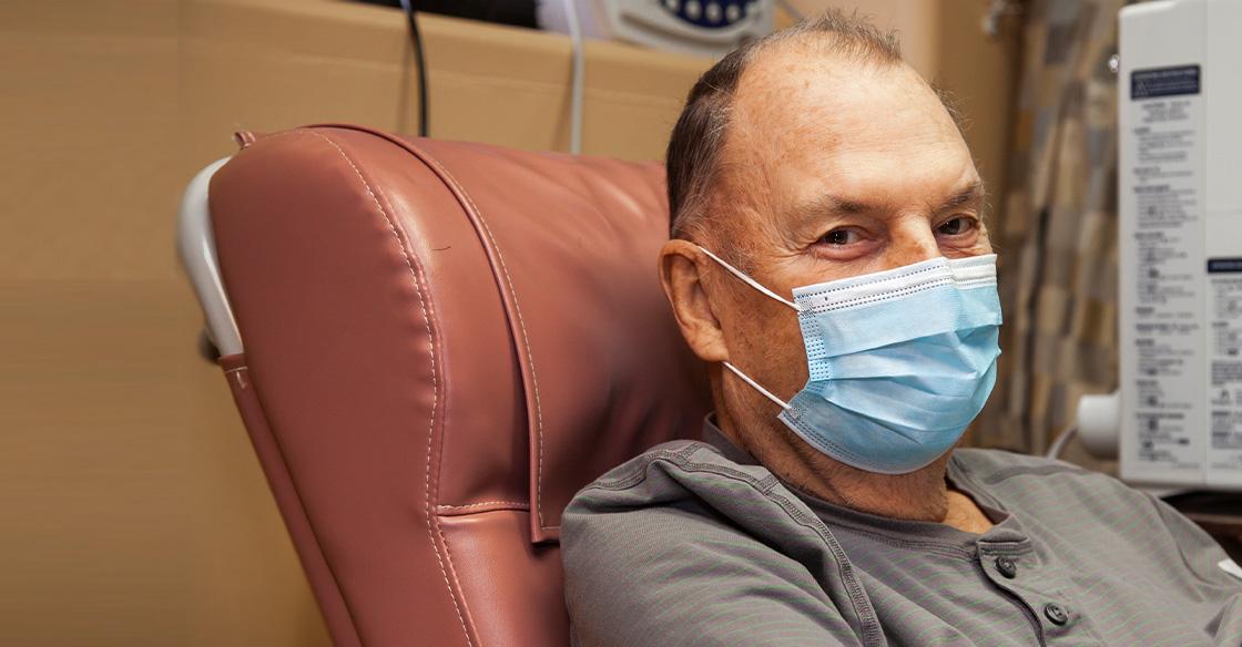 male chemo patient in chair