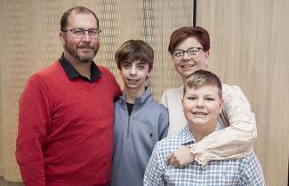 Fransa Emslie, a NICHE participant and registered nurse, with her family at the 2025 funding announcement celebrating Scotiabank’s $500K gift through ScotiaRISE.