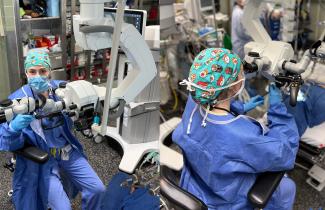 Dr. Hannah Brennan uses a CO2 laser at the QEII 