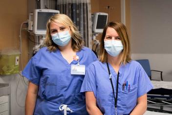 Jaime Custance (left) and Gail Henry (right) are part of the QEII’s interventional radiology team